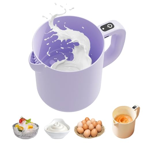 Multi-Function Electric Egg Churn, 2-in-1 Whisk & Filter for Eggs, Cordless Handheld Mixer & Strainer, with Built-In Filter Plate, for Milk Powder, Milk, Whisking, Blending, Filtering (Purple) von Generisch
