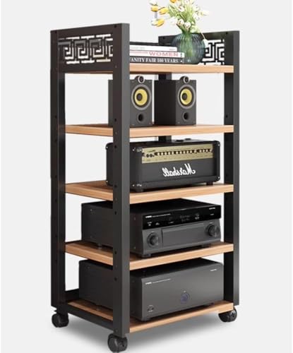 Multi-Tier Stereo Cabinet Media Stand, Rolling AV Equipment Tower with Adjustable Shelves for Space Saving Storage, Ideal for Home Theater and Entertainment Systems von Generisch