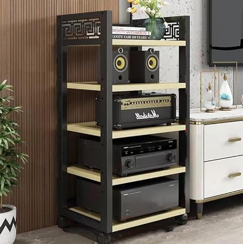 Multi-Tier Stereo Cabinet Media Stand - Rolling AV Equipment Tower with Adjustable Shelves for Space Saving, Modern Design, Ideal for Home Entertainment Setup Multi-Tier Stereo Cabinet Media Stand - Rolling AV Equipment Tower with Adjustable Shelves for Space Saving, Modern Design, Ideal for Home Entertainment Setup von Generisch