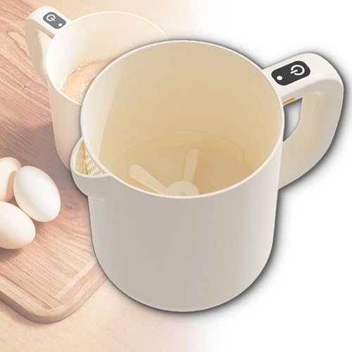 Multi-function Electric Egg Churn, for Eggs, 2-in-1 Whisk & Filter for Eggs, Cordless Handheld Mixer & Strainer, for Milk Powder, Egg, Cake Batter, Milk, 1L Large Capacity (BEIGE) von Generisch