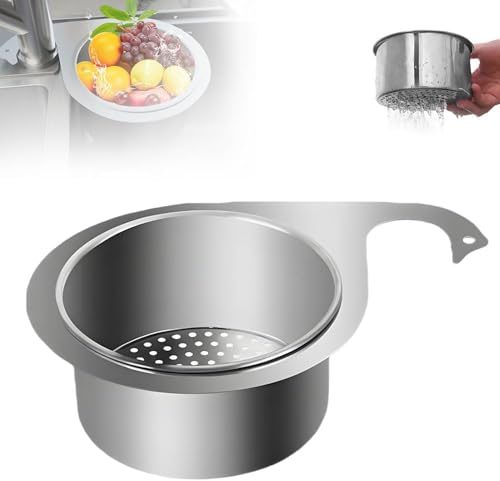 Multi-functional Drain Basket, 2024 Neu Edelstahl Schwan Spüle Sieb Korb Wasserhahn Hängender Filterkorb, Eckspülbecken-Sieb Küchenspüle Abfluss Korb Swan Drain Rack Bachlauf Teich Komplettset (1PC) von Generisch