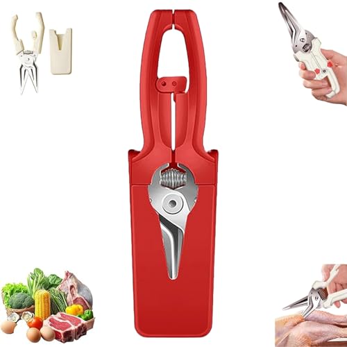 Multifunctional Labor-saving Kitchen Shear, Spring Assisted Kitchen Shears with Holder, Kitchens Scissors with Detachable Magnetic Cover, for Fish, Chicken and Everyday Home Cooking (Red) von Generisch