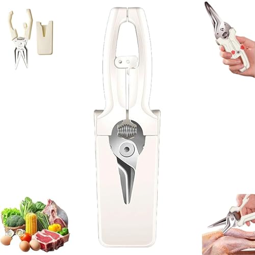Multifunctional Labor-saving Kitchen Shear, Spring Assisted Kitchen Shears with Holder, Kitchens Scissors with Detachable Magnetic Cover, for Fish, Chicken and Everyday Home Cooking (White) von Generisch