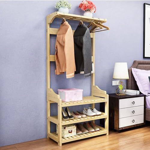 Multifunktionale 3-in-1-Aufbewahrungslösung für den Eingangsbereich aus Holz für Mäntel, Schuhe und Accessoires von Generisch