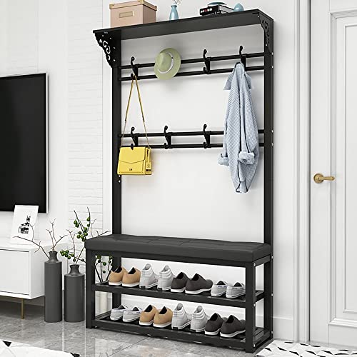 Multifunktionale Garderobenleiste mit Sitz- und Schuhaufbewahrung, Metallstruktur, 3 Ablagen, 6 Haken, 100x30x172 cm, stilvoller weißer Eingangsbereich für Zuhause und Büro Multifunktionale Garderobenleiste mit Sitz- und Schuhaufbewahrung, Metallstruktur, 3 Ablagen, 6 Haken, 100x30x172 cm, stilvoller weißer Eingangsbereich für Zuhause und Büro von Generisch