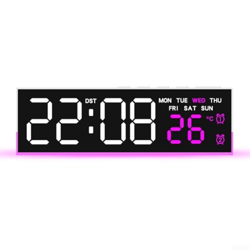 Multifunktionale LED-Nachtlicht-Uhr mit sanftem Leuchten und einstellbaren Helligkeitsstufen für komfortable Nachtnutzung und Temperaturanzeige in Celsius oder Fahrenheit (Rosa) von Generisch