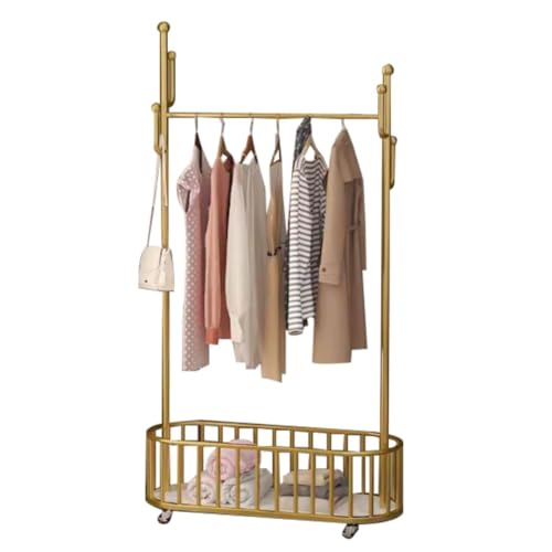 Multifunktionale Metallgarderobe mit Rollen, freistehender Kleiderständer für Flur & Schlafzimmer, Eckdesign, inklusive Haken & Aufbewahrungskorb, 60/80/100cm Multifunktionale Metallgarderobe mit Rollen, freistehender Kleiderständer für Flur & Schlafzimmer, Eckdesign, inklusive Haken & Aufbewahrungskorb, 60/80/100cm von Generisch