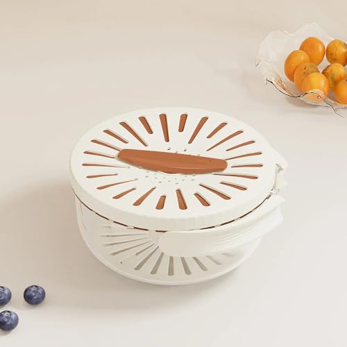 Multifunktionale Obst und Gemüse Spüle Schüssel mit Griff 2 in 1 Abtropf und Aufbewahrung Behälter Küchenhelfer für Salat Pasta Früchte Beeren​ (Weib) von Generisch