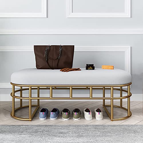 Multifunktionale Samt-Bank mit goldenem Sockel für Schlafzimmer, Esszimmer und Eingangsbereich – stilvolle Aufbewahrungs- und Sitzlösung von Generisch