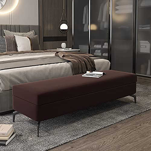 Multifunktionale Schuhablage Bank Ottomane – Kunstleder Lift-Top-Aufbewahrungssitz & dekorative Fell-Fußstütze – stilvolle Lösung für das Ende des Bettes von Generisch