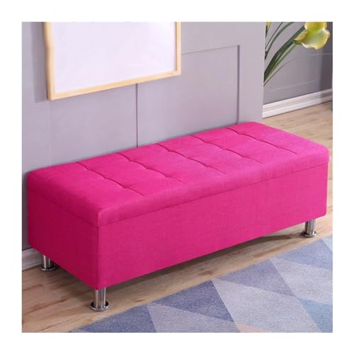 Multifunktionale Schuhbank Hocker mit Stauraum – rechteckiger Sofa-Hocker für Ankleidezimmer & Umkleidezimmer – Schuhputzer & Nachttisch (Rose Pink, 90 x 40 x 40 cm) von Generisch