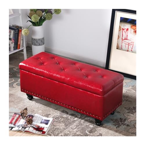 Multifunktionale Schuhbank – Langer Einstiegs-Hocker zum Wechseln der Schuhe, einfarbig, Türmöbel, rechteckiger Sofa-Hocker für Zuhause, dunkelroter Eingangsbereich von Generisch