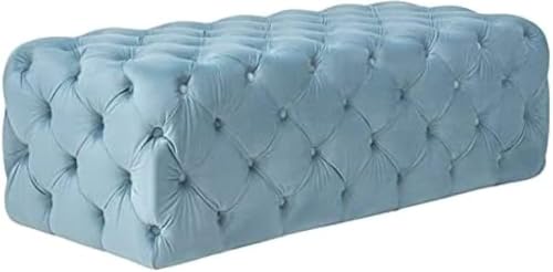 Multifunktionale Schuhbank für Zuhause, Schlafzimmer, modern, mit Samt gepolstert, getuftet, luxuriöser Jumbo-Fußstütze, Hocker (Größe: 80 x 45 x 40 cm, Farbe: Blau) von Generisch