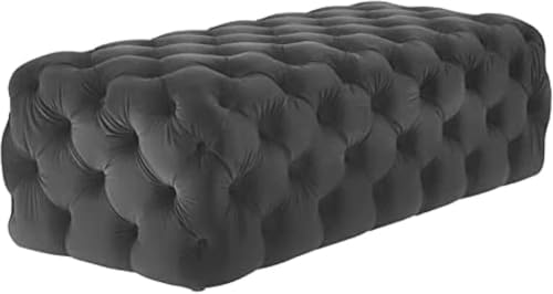 Multifunktionale Schuhbank für Zuhause, Schlafzimmer, modern, mit Samt gepolstert, getuftet, luxuriöser Jumbo-Fußstütze, Hocker (Größe: 80 x 45 x 40 cm, Farbe: Dunkelgrau) von Generisch