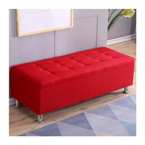 Multifunktionale rote Schuhbank, Hocker, rechteckig, Sofa-Aufbewahrung für Eingangsbereich, Ankleidezimmer und Umkleidezimmer, 120 x 40 x 40 cm, stilvoller Schuhputz- und Nachttisch von Generisch