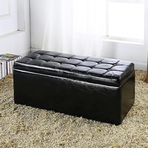 Multifunktionale schwarze Holzbank mit dicker Kunstleder-Fußstütze, moderner Bett-Sitz-Organizer, 80 x Multifunktionale schwarze Holzbank mit dicker Kunstleder-Fußstütze, moderner Bett-Sitz-Organizer, 80 x von Generisch