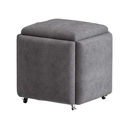 Multifunktionaler 5-in-1-Sitzwürfel mit Lenkrolle und gepolstertem Sitz, stapelbarer Sofa-/Stuhl-Hocker aus dunkelgrauem Tech-Stoff, ideal für Wohnzimmer-Dekor, 45 x 45 x 45 cm von Generisch
