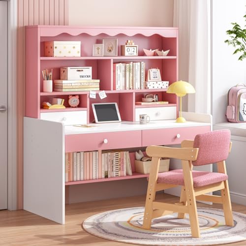 Multifunktionaler Computertisch aus Holz mit integriertem Stauraum und Bücherregal, ideal für Heimbüro, Arbeitszimmer und Gaming-Arbeitsplatz von Generisch