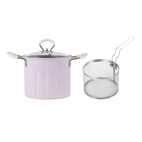 Multifunktionaler Fritteusentopf und Behälter mit Sieb Edelstahl-Fritteusentopf mit Korb Große Kapazität Vielseitiger Ölfilter 2-in-1-Ölsieb Frittierbehälter (Purple, One Size) von Generisch