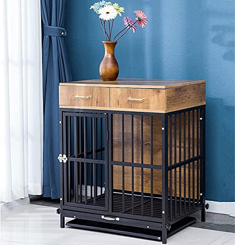 Multifunktionaler Haustierkäfig mit verschiebbarer Schublade, abschließbare Hundehütte, Möbel-Endtisch für sichere Haustiereindämmung von Generisch