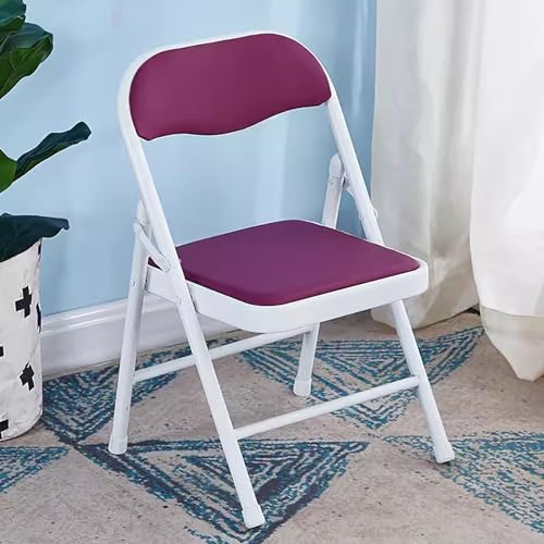 Multifunktionaler Klappstuhl aus Metall mit gepolsterter Sitzfläche und Rückenlehne, ideal für Wohnzimmer, Schlafzimmer, Büro, stilvolles violettes Design, platzsparender Komfort von Generisch