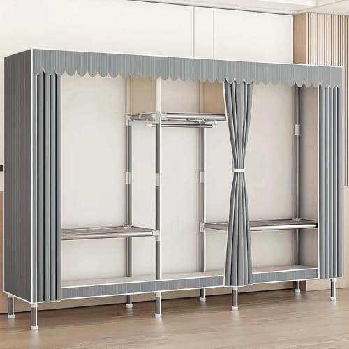 Multifunktionaler Kleiderschrank aus Segeltuch – tragbarer Stoffschrank mit Regalen und Kleiderstange, zusammenklappbare Aufbewahrungslösung für Schlafzimmer von Generisch