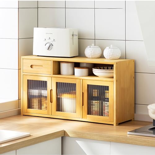Multifunktionaler Küchenschrank – 3-stöckiger Schrank und Arbeitsplattenregal, Gewürzregal und Geschirrnizer, platzsparendes Sideboard – 62 x 23 x 39 cm, ideal für Küche und Esszimmer von Generisch