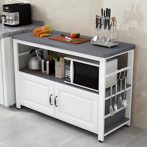 Multifunktionaler Mikrowellenständer mit großer Arbeitsfläche, Küchenschrank, Couchtisch, Ofenregal und 3 Haken, perfekt für Industrieküchen, um Platz zu maximieren von Generisch