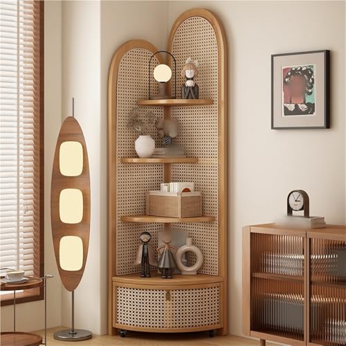 Multifunktionaler Rattan-Eckschrank, 4-stöckiges Bücherregal für Wohnzimmer und Schlafzimmer Aufbewahrung Multifunktionaler Rattan-Eckschrank, 4-stöckiges Bücherregal für Wohnzimmer und Schlafzimmer Aufbewahrung von Generisch
