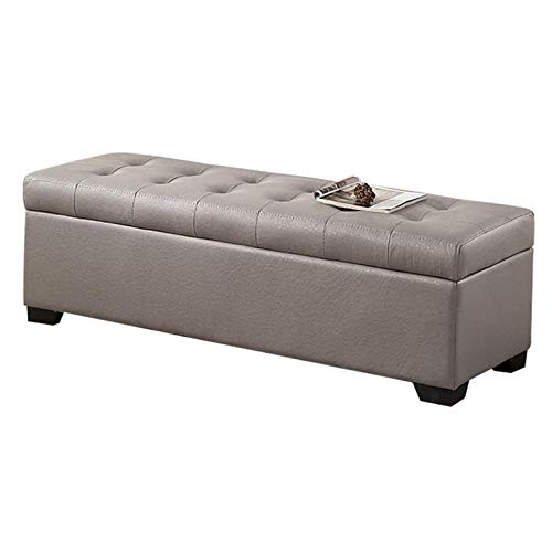 Multifunktionaler Stoffhocker für Bett, Bekleidungsgeschäft, Aufbewahrung, kleines Sofa, Massivholz, Schuhbank, Heimmöbel (Braun/Gelb/Grau, 120 x 45 x 40 cm) von Generisch