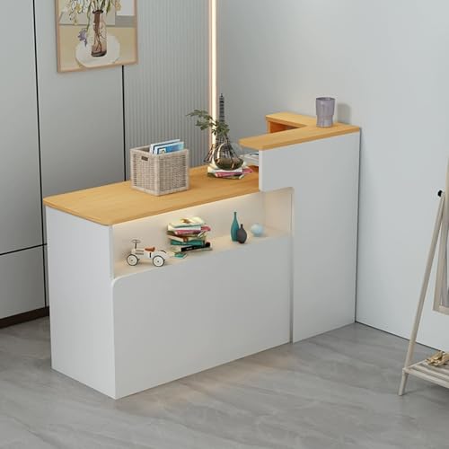 Multifunktionaler brauner Empfangstisch mit abschließbaren Schubladen, kompakter Bürotisch, 79,8 x 49,8 x 99,8 cm, ideal für Empfangsbereiche und kleine Räume von Generisch