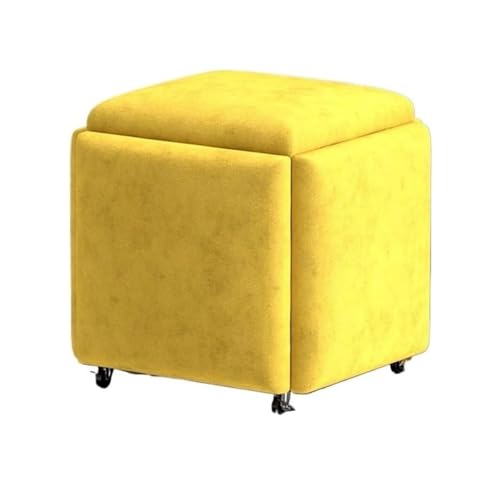 Multifunktionaler farbenfroher Sitzwürfel mit Lenkrolle und gepolstertem Sitz, Gelb, 5-in-1 stapelbarer Sofa-/Stuhl-Hocker von Generisch