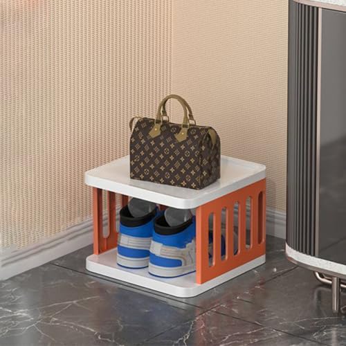 Multifunktionaler kleiner Schuhschrank mit platzsparendem Klappregal, 2-lagiges Design für Kleiderschrank, Schlafzimmer und Garderobe, stilvolle Farbkombination in Grau und Weiß von Generisch