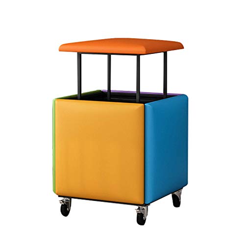 Multifunktionaler quadratischer Lederhocker, platzsparender Würfelstuhl mit gepolsterter Sitzfläche, stilvolle Wohnzimmer-Fußstütze und Aufbewahrungslösung, perfekt für moderne Einrichtung, Farbe: S von Generisch