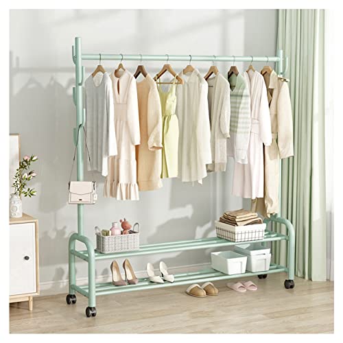 Multifunktionaler robuster Kleiderständer mit seitlichen Haken und Schuhregal, exquisiter grüner Kleiderbügel für Wohnzimmer und Schlafzimmer, 150 cm Schrank Multifunktionaler robuster Kleiderständer mit seitlichen Haken und Schuhregal, exquisiter grüner Kleiderbügel für Wohnzimmer und Schlafzimmer, 150 cm Schrank von Generisch