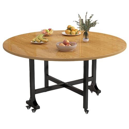 Multifunktionaler runder faltbarer Esstisch mit Rollen für kleine Räume, ausziehbarer Klapptisch in schwarzer Farbe, ideal für Küche oder Schlafzimmer von Generisch