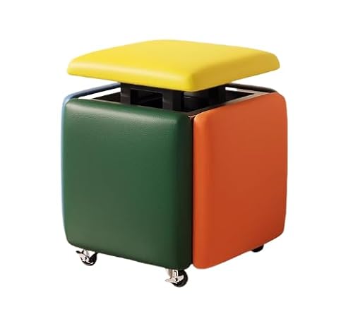 Multifunktionaler stapelbarer Würfelhocker aus Leder mit Lenkrollen für Schlafzimmer, Wohnzimmer, Esszimmer – 5-in-1 bunte kleine Sitzlösung von Generisch