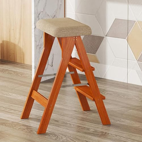 Multifunktionaler tragbarer zusammenklappbarer Holzstuhl mit Blumenregal, leichtes Walnuss-Design, für Erwachsene, max. 100 kg Tragkraft von Generisch