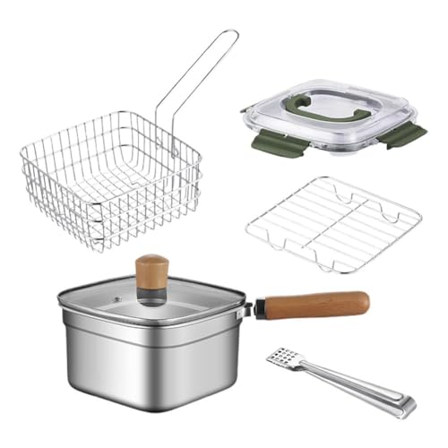 Multifunktionales Brat-Kocher-Set – Fritteuse, Frischhaltung und Gemüse waschen mit Topf, Outdoor-Kochen, tragbarer Stahl von Generisch