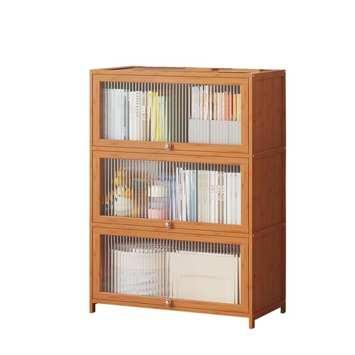 Multifunktionales Bücherregal mit Türen, platzsparende Aufbewahrung für Kinder und Erwachsene, stilvolles Bücherregal aus Holz für Wohnzimmer und Schlafzimmer, 70 x 32 x 106 cm von Generisch