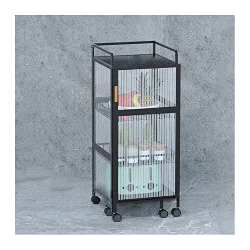Multifunktionales Küchen-Eckregal mit Schranktür, freie Installation, 3-stöckig, boden-zu-deckender Gemüsewagen, Rollwagen, Schwarz Multifunktionales Küchen-Eckregal mit Schranktür, freie Installation, 3-stöckig, boden-zu-deckender Gemüsewagen, Rollwagen, Schwarz von Generisch