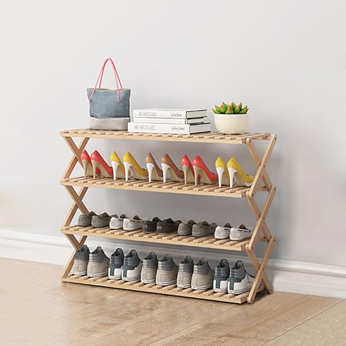 Multifunktionales Schuhregal aus Bambus, faltbar, unabhängiges mehrlagiges Design für Wohnzimmer, Balkon, Veranda, stilvoll, Beige, 100 x 25 x 69 cm Multifunktionales Schuhregal aus Bambus, faltbar, unabhängiges mehrlagiges Design für Wohnzimmer, Balkon, Veranda, stilvoll, Beige, 100 x 25 x 69 cm von Generisch