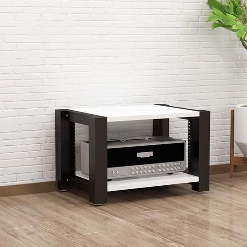 Multifunktionales Stereo-Regal, 2-stöckiger Audio-Video-Media-Ständer, Eck-Entertainment-Center-Aufbewahrungsregal für Plattenspieler und Medien, stilvolles weißes Design von Generisch