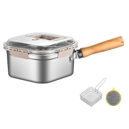 Multifunktions-Bratpfannen-Set – Fritteuse, Herd, Frischhalten Und Gemüsewaschen, Tragbarer Outdoor-Kochtopf Mit Korb for Den Heimgebrauch in Der Küche, Bratpfanne Aus Edelstahl(Set-a) von Generisch