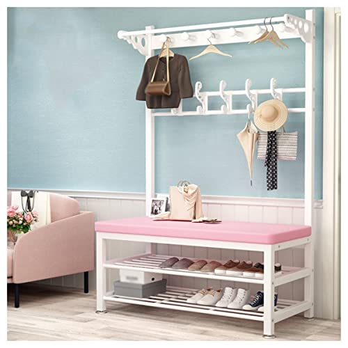 Multifunktions-Garderobenleiste mit 2 Etagen Schuhregal & 12 Haken – Eingangsbereich Nizer für Schlafzimmer, Flur & Wohnzimmer – Anti-Rutsch-Fußpolster – Schwarz, 100 x 33 x 17 cm von Generisch
