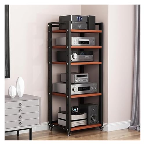 Multimedia-Regal mit 5 Ebenen, mit Rollen, verstellbaren Regalen und Audio-Komponenten-Unterstützung, mehrschichtiger AV-Media-Ständer für Heimkino und Unterhaltungssysteme Multimedia-Regal mit 5 Ebenen, mit Rollen, verstellbaren Regalen und Audio-Komponenten-Unterstützung, mehrschichtiger AV-Media-Ständer für Heimkino und Unterhaltungssysteme von Generisch