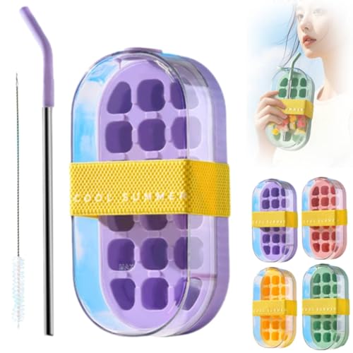 My Crush Cup Ice Easy Ice Press to Release, 2-in-1 Cool Summer Ice Bottle Cup with Straw and Brush, Ice Cube Mold Water Bottle, Touch Free Ice Cube Trays with Lid for Freezer Making Bottle My Crush Cup Ice Easy Ice Press to Release, 2-in-1 Cool Summer Ice Bottle Cup with Straw and Brush, Ice Cube Mold Water Bottle, Touch Free Ice Cube Trays with Lid for Freezer Making Bottle von Generisch