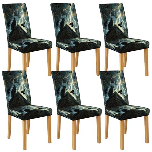 Mysterious Cat Pattern Chair Covers for Dining Chairs, Stretch & Washable Spandex Slipcovers, Gothic Decorative Seat Protectors for Living Room 6PCS Mysterious Cat Pattern Chair Covers for Dining Chairs, Stretch & Washable Spandex Slipcovers, Gothic Decorative Seat Protectors for Living Room 6PCS von Generisch