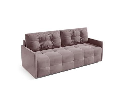 NAWSTOL - Couch mit Schlaffunktion - Sofa mit Bettkasten - Bettsofa mit Wellenfeder - Schlafcouch vom Hersteller (Hellrosa) von Generisch