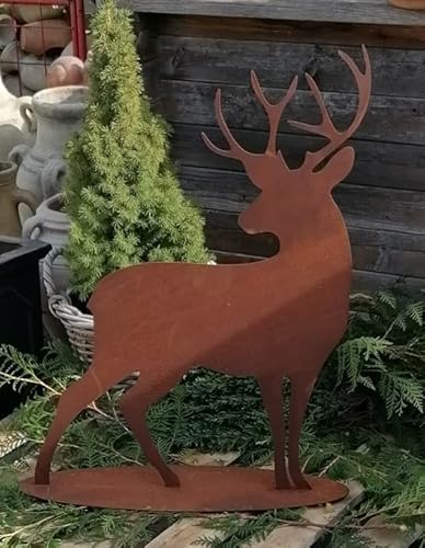 NEU !! Großer Hirsch ca. 70 cm hoch aus Metall Edelrost Rost Weihnachten Deko Tiere Advent Wald Förster Jagd Herbst von Generisch